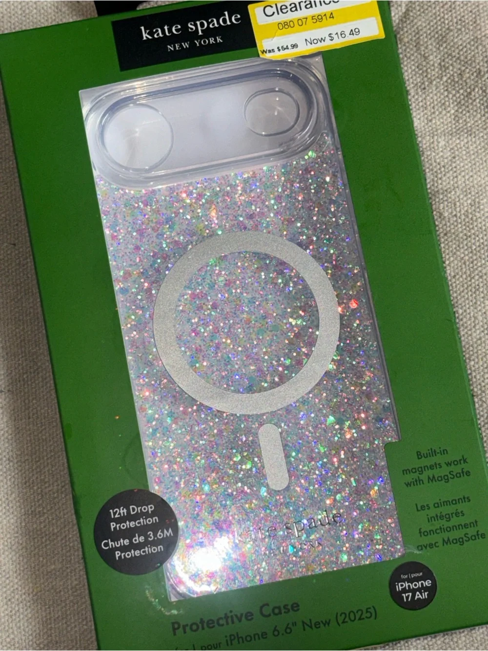 kate spade Glitter MagSafe iPhone 17 Air Case Iridescent Glitter